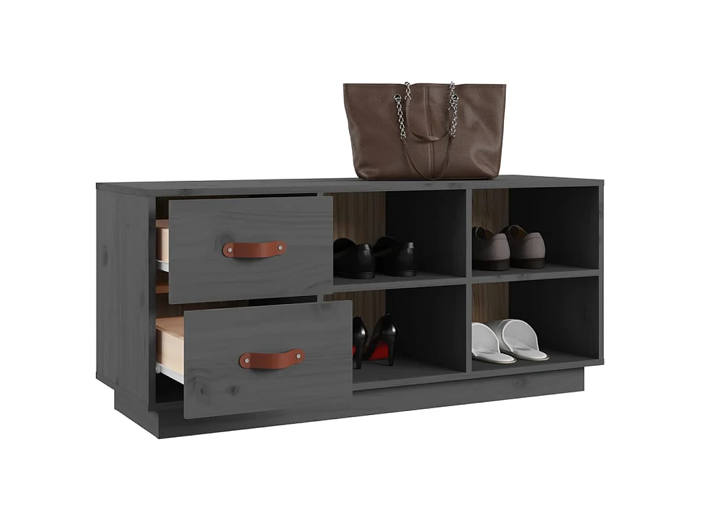 Schoenenbank Grijs 100x34x45 cm Massief grenenhout