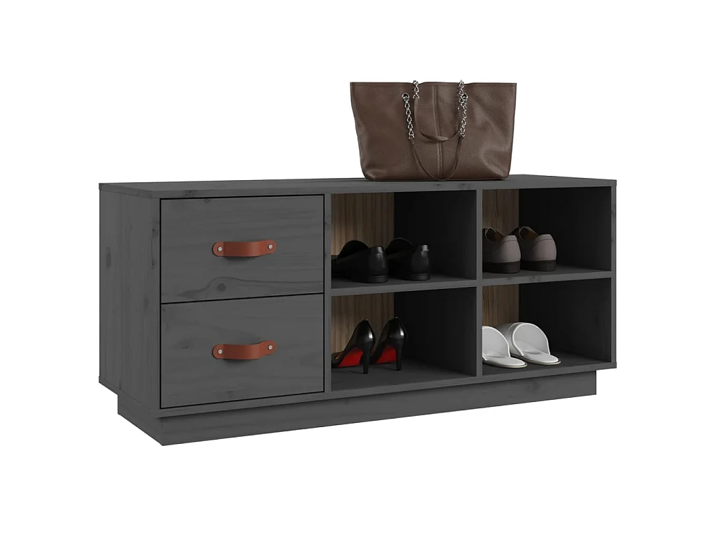 Schoenenbank Grijs 100x34x45 cm Massief grenenhout
