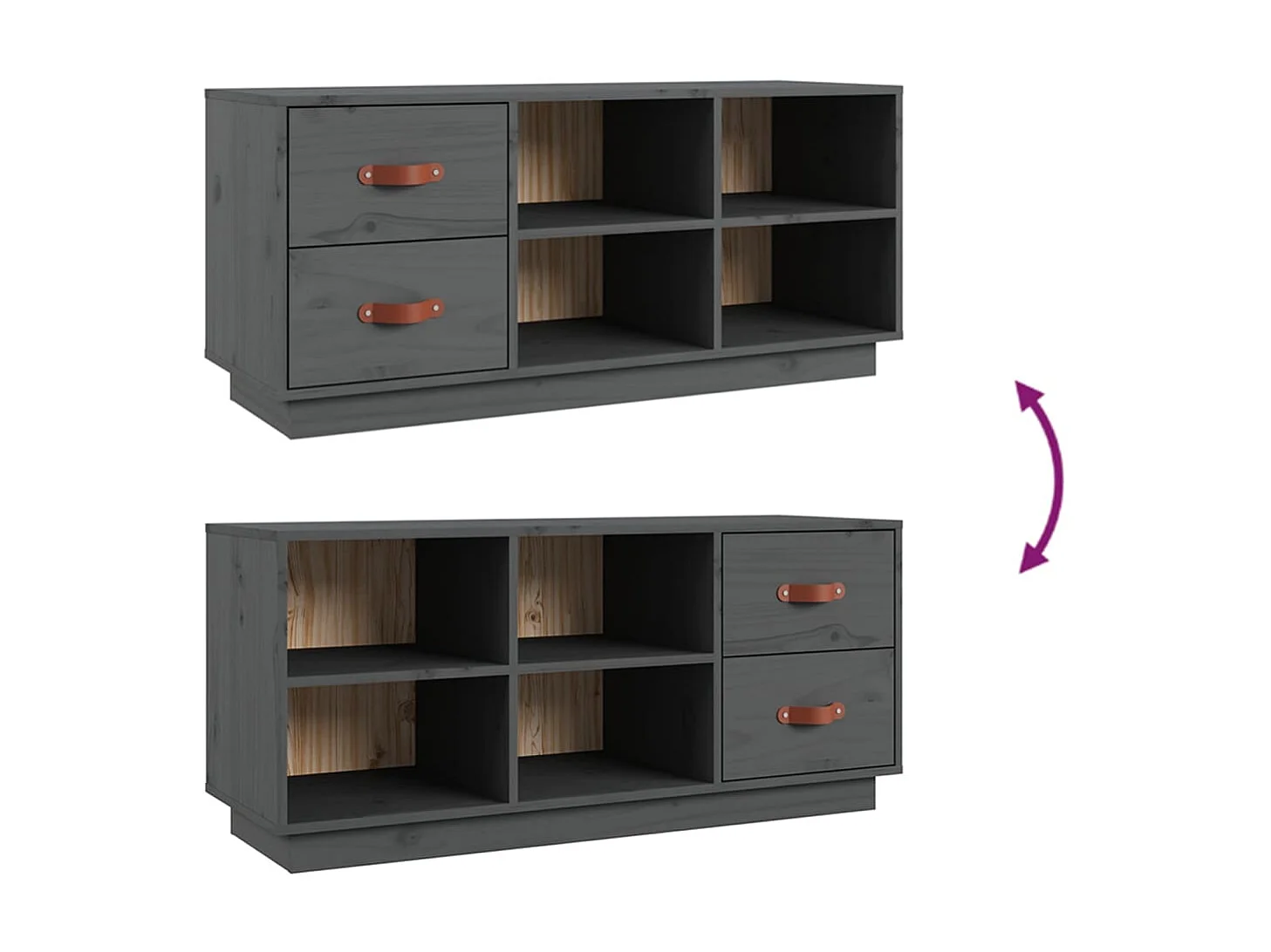 Schoenenbank Grijs 100x34x45 cm Massief grenenhout