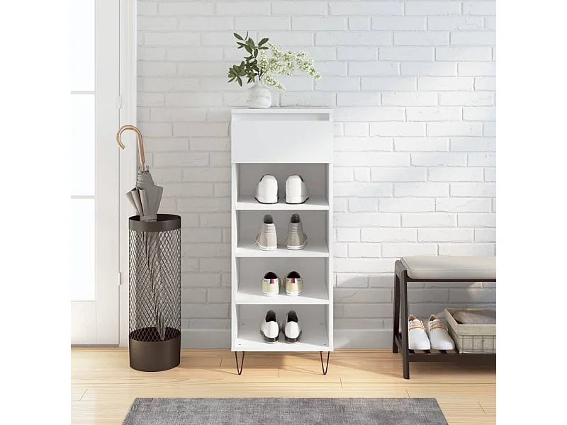 Armoire à chaussures Blanc brillant 40x36x105cm Bois ingénierie