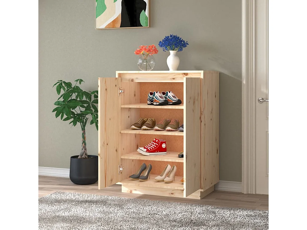 Armoire à chaussures 60x35x80 cm Bois de pin massif
