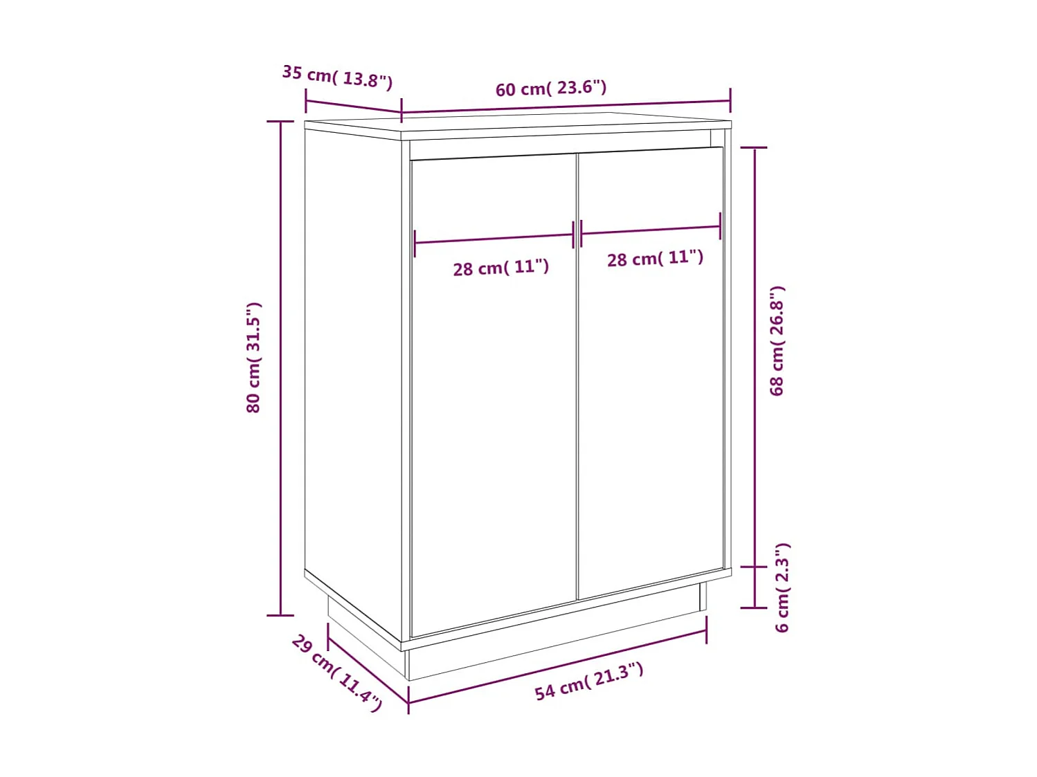 Armoire à chaussures 60x35x80 cm Bois de pin massif
