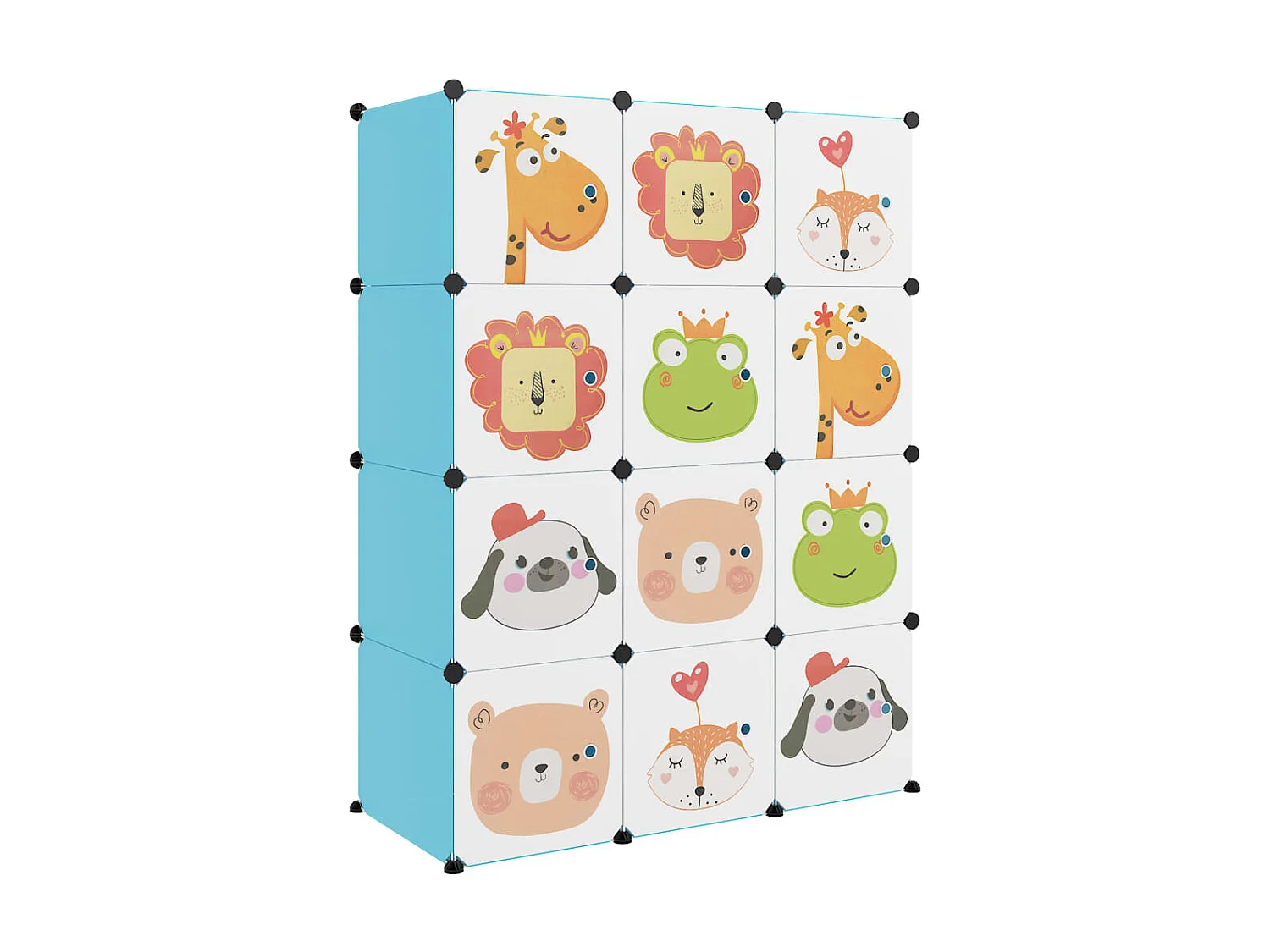 Armoire de rangement pour enfants avec 12 cubes Bleu PP