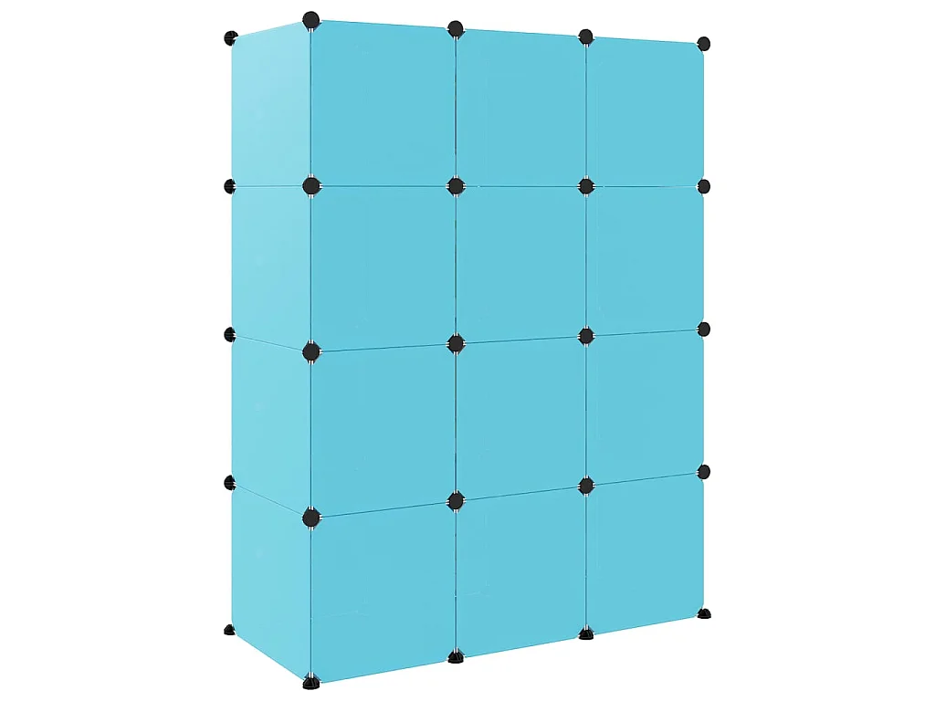 Armoire de rangement pour enfants avec 12 cubes Bleu PP