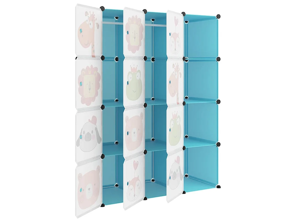 Armoire de rangement pour enfants avec 12 cubes Bleu PP