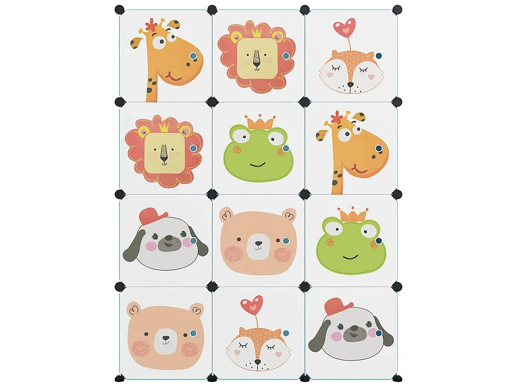 Armoire de rangement pour enfants avec 12 cubes Bleu PP