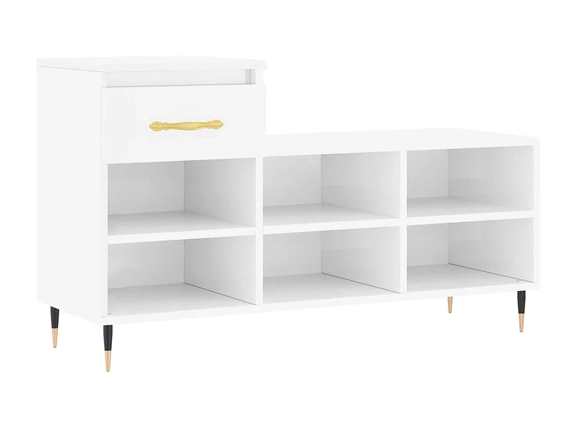 Armoire à chaussure Blanc brillant 102x36x60 cm Bois ingénierie