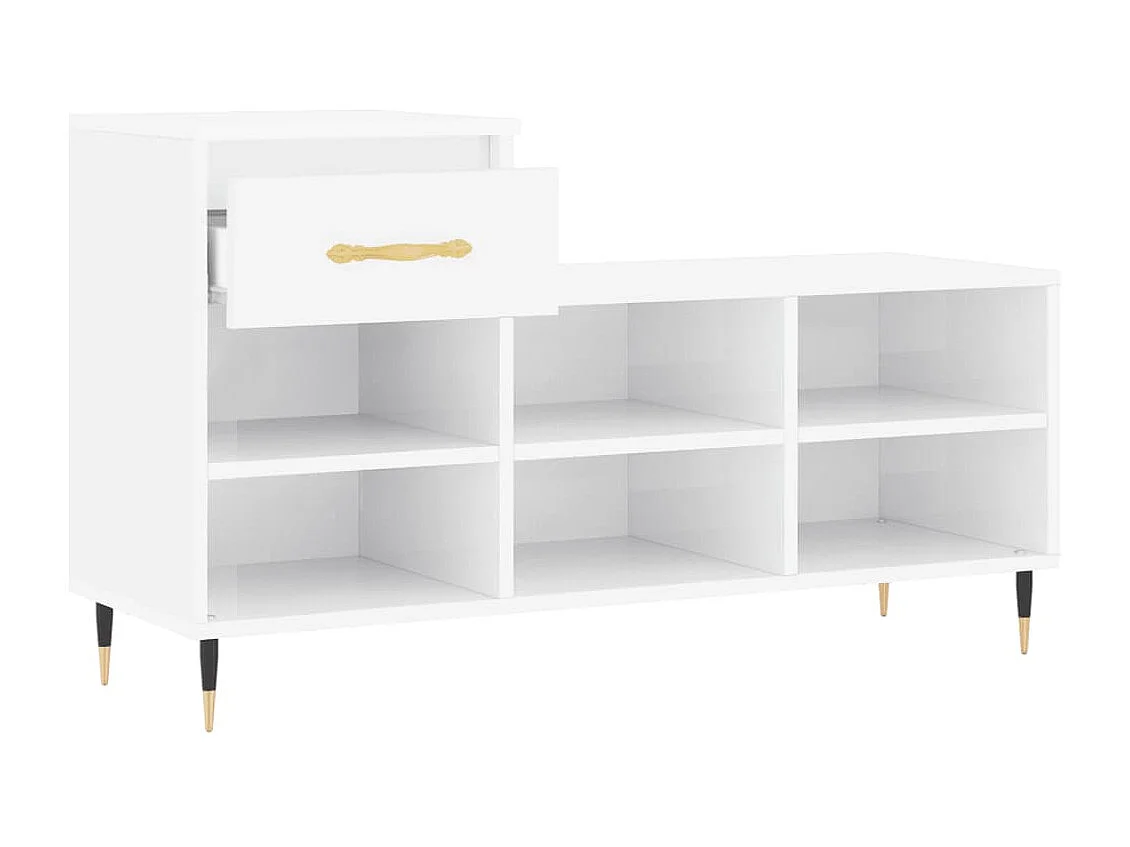 Armoire à chaussure Blanc brillant 102x36x60 cm Bois ingénierie