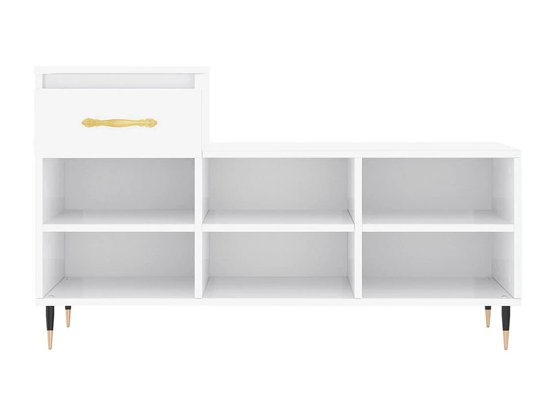 Sapateira branco brilhante 102x36x60 cm Madeira trabalhada