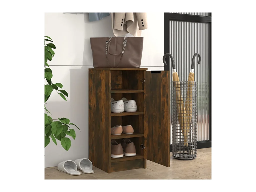 Schoenenkast Gerookt eiken 30x35x70 cm Bewerkt hout