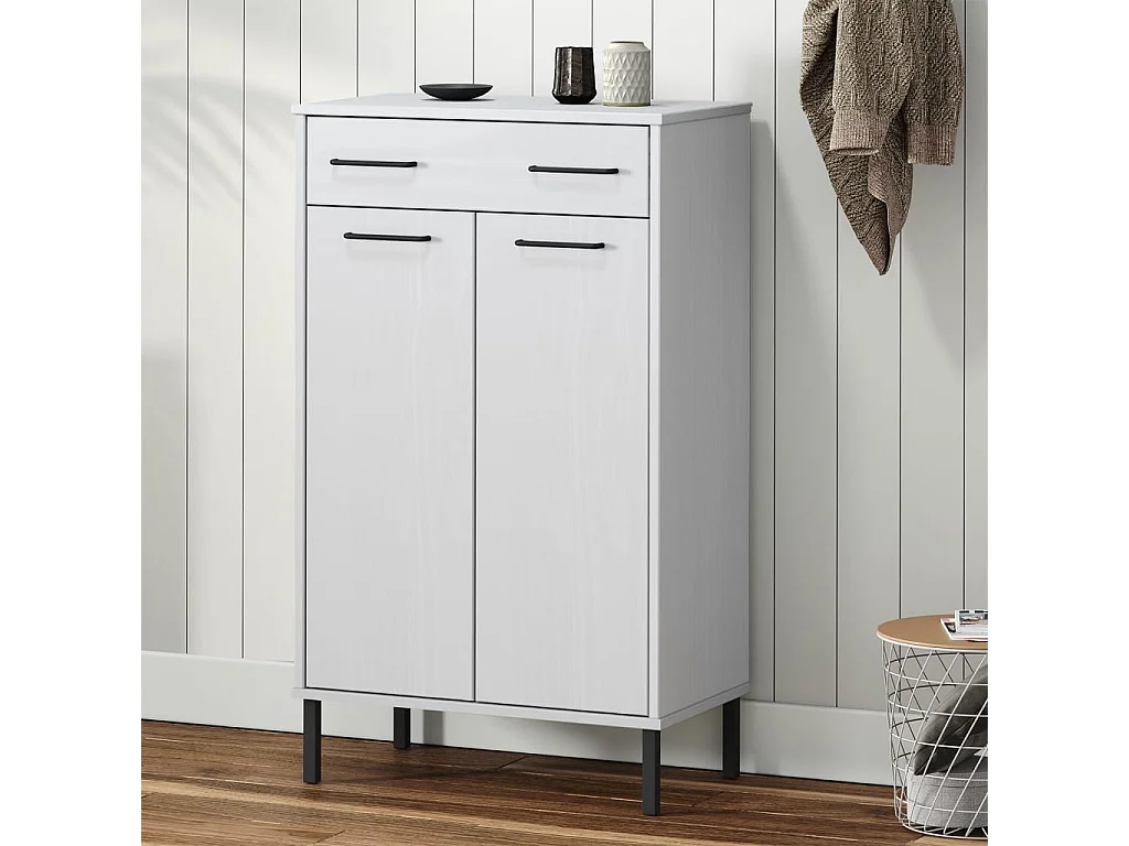 scarpiera e piedini in metallo Legno di Pino Bianco OSLO