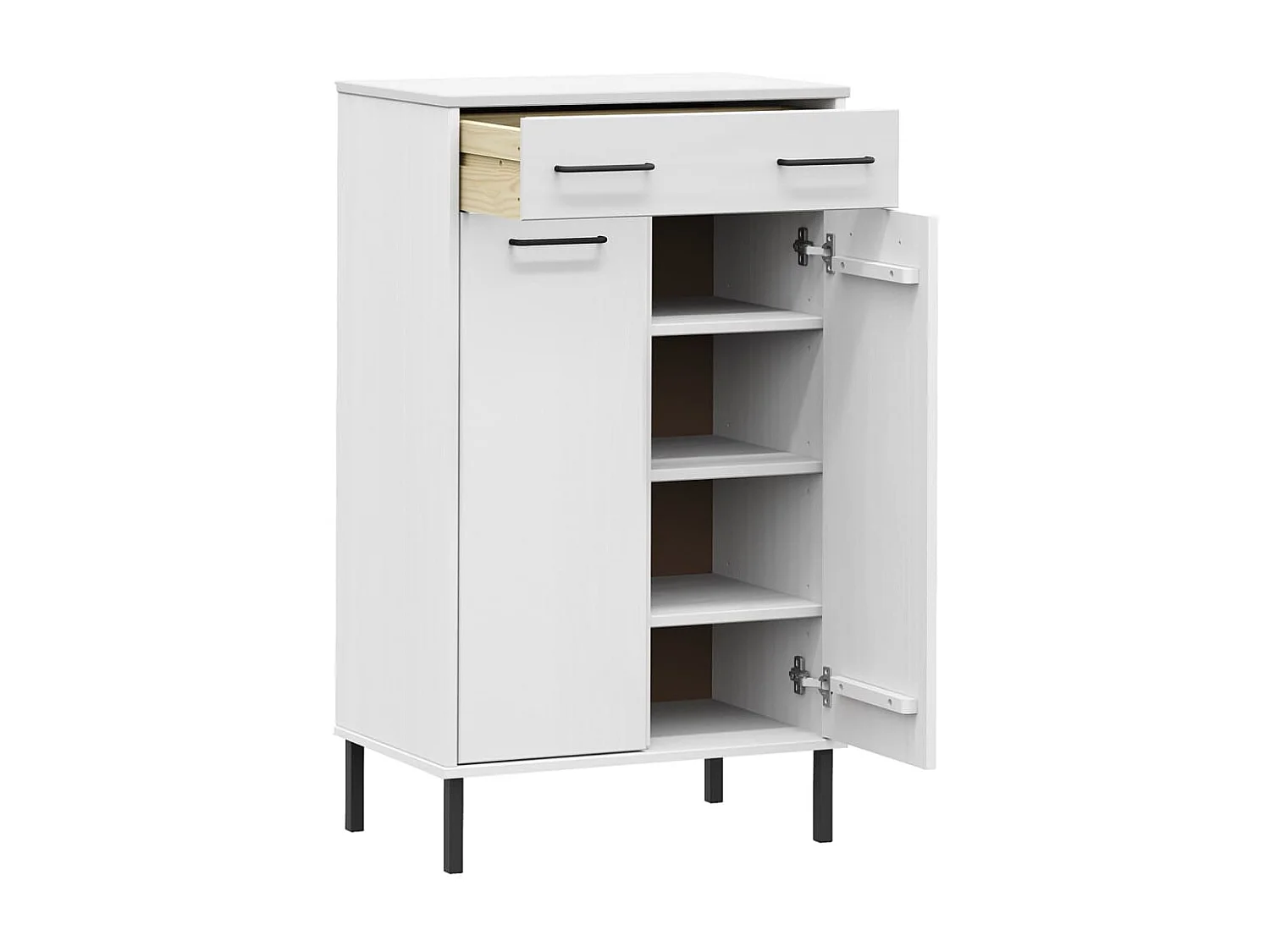 scarpiera e piedini in metallo Legno di Pino Bianco OSLO