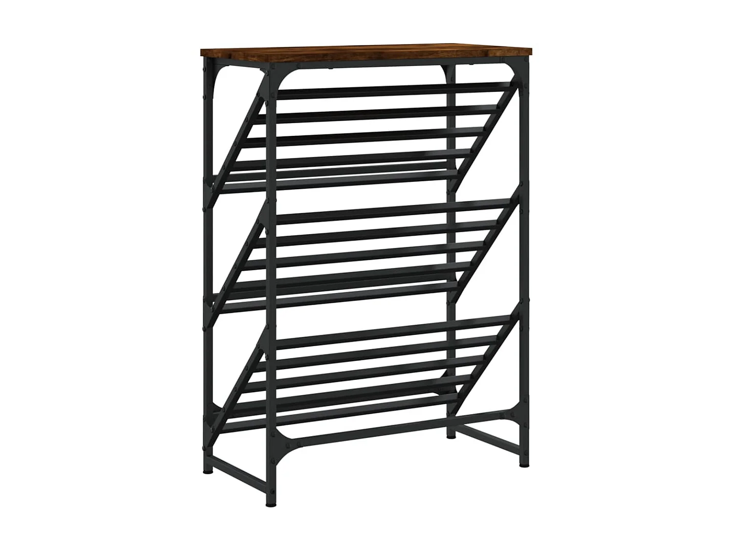 Schuhregal aus geräucherter Eiche, 60 x 30 x 85 cm, Holzwerkstoff