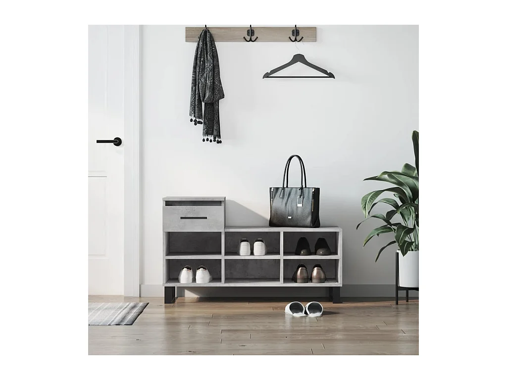 Armoire à chaussures Gris béton 102x36x60 cm Bois d'ingénierie
