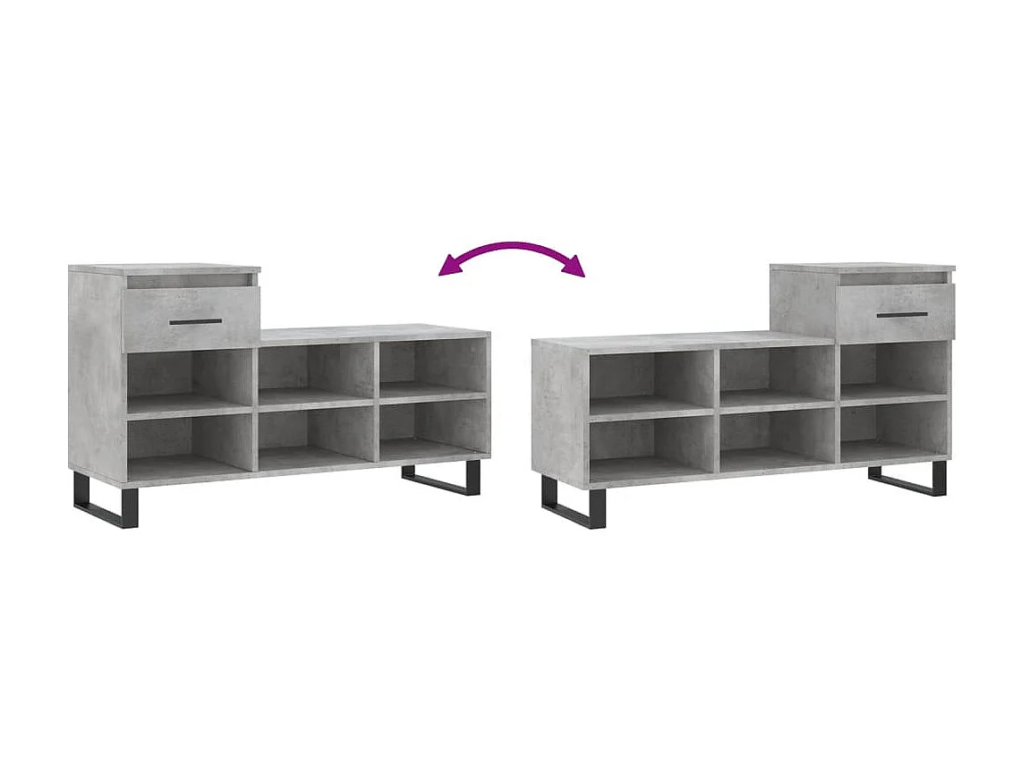 Armoire à chaussures Gris béton 102x36x60 cm Bois d'ingénierie