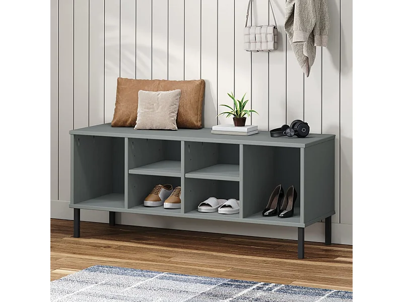 sapateira pernas de metal Cinza 106x35x45 cm Madeira OSLO