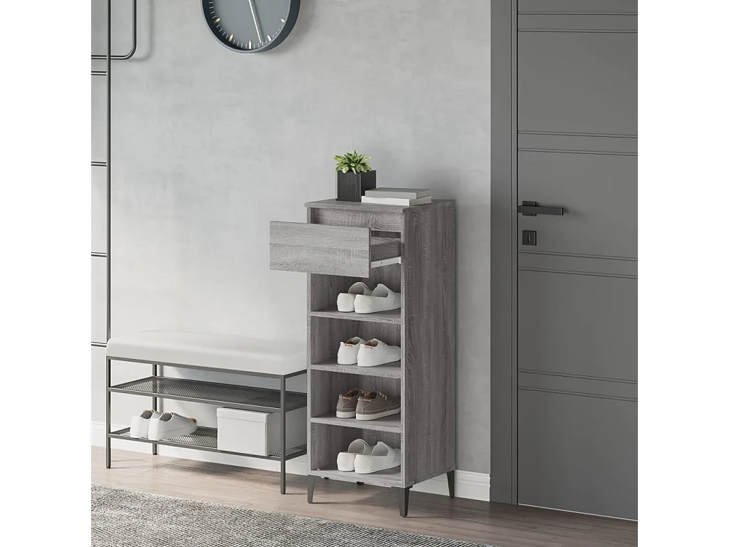 étagère à chaussures Sonoma gris 40x36x105 cm Bois ingénierie