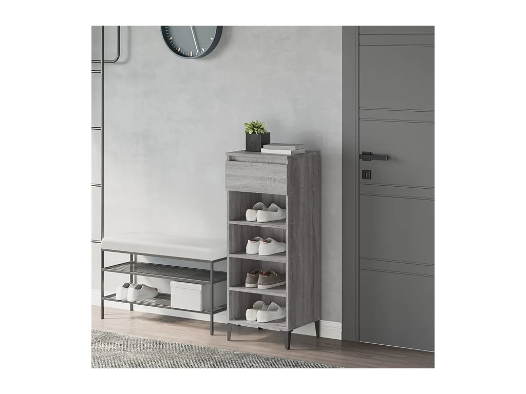 étagère à chaussures Sonoma gris 40x36x105 cm Bois ingénierie