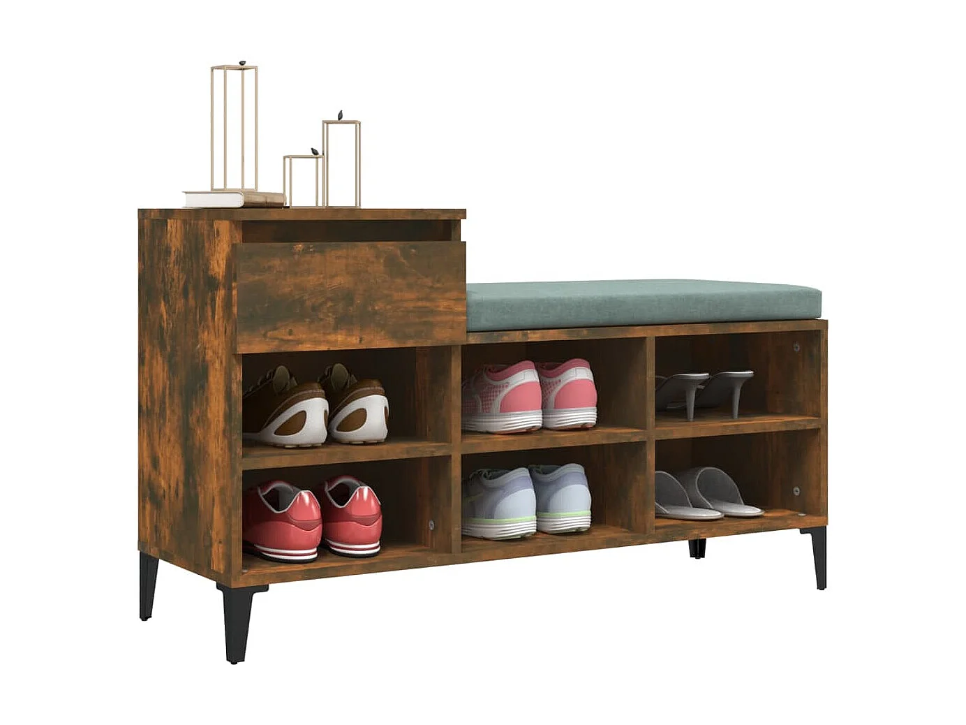 Zapatero Roble ahumado 102x36x60 cm Madera contrachapada