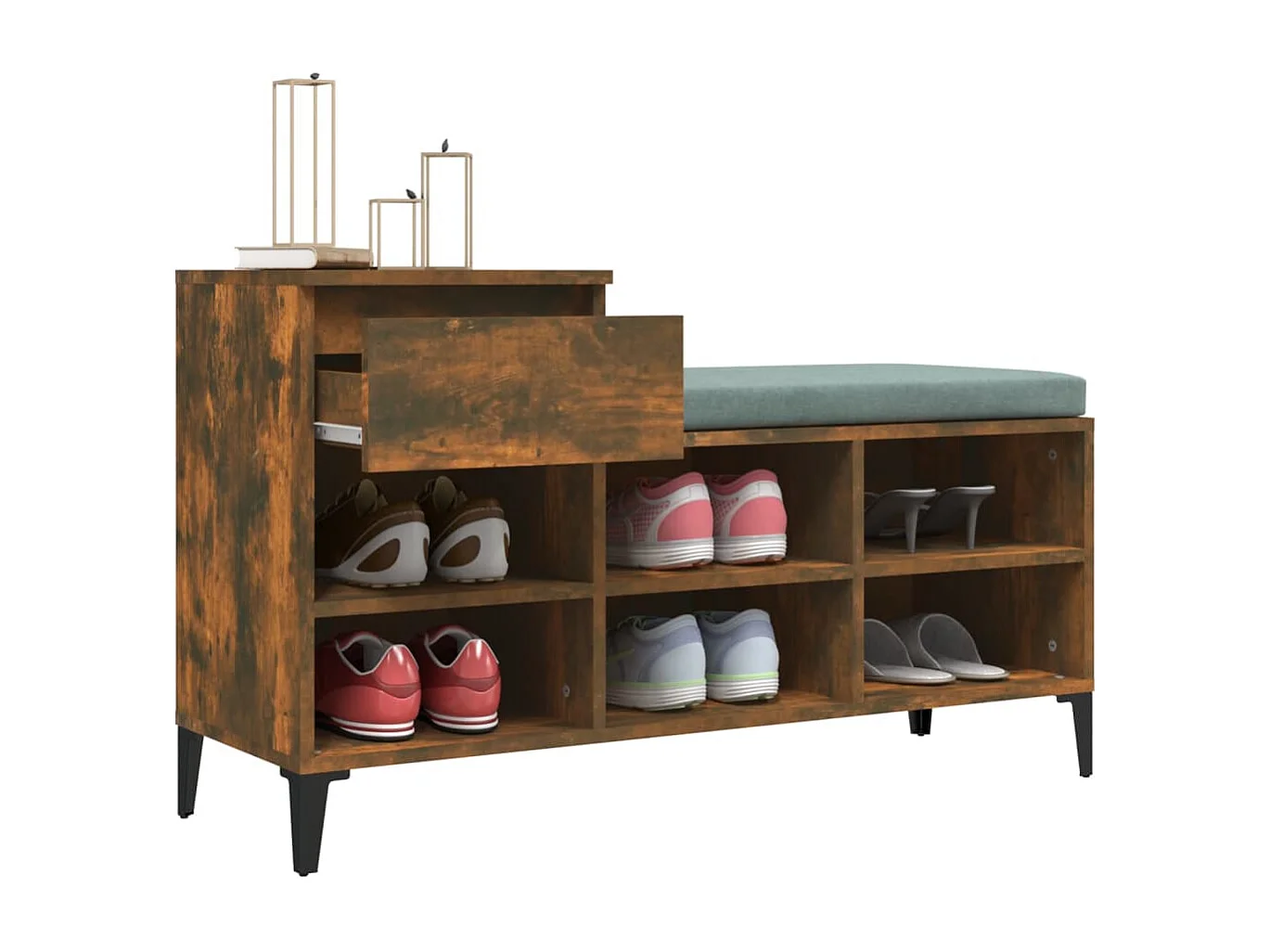 Zapatero Roble ahumado 102x36x60 cm Madera contrachapada