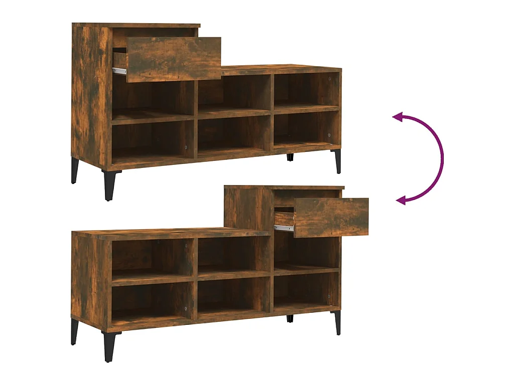 Zapatero Roble ahumado 102x36x60 cm Madera contrachapada