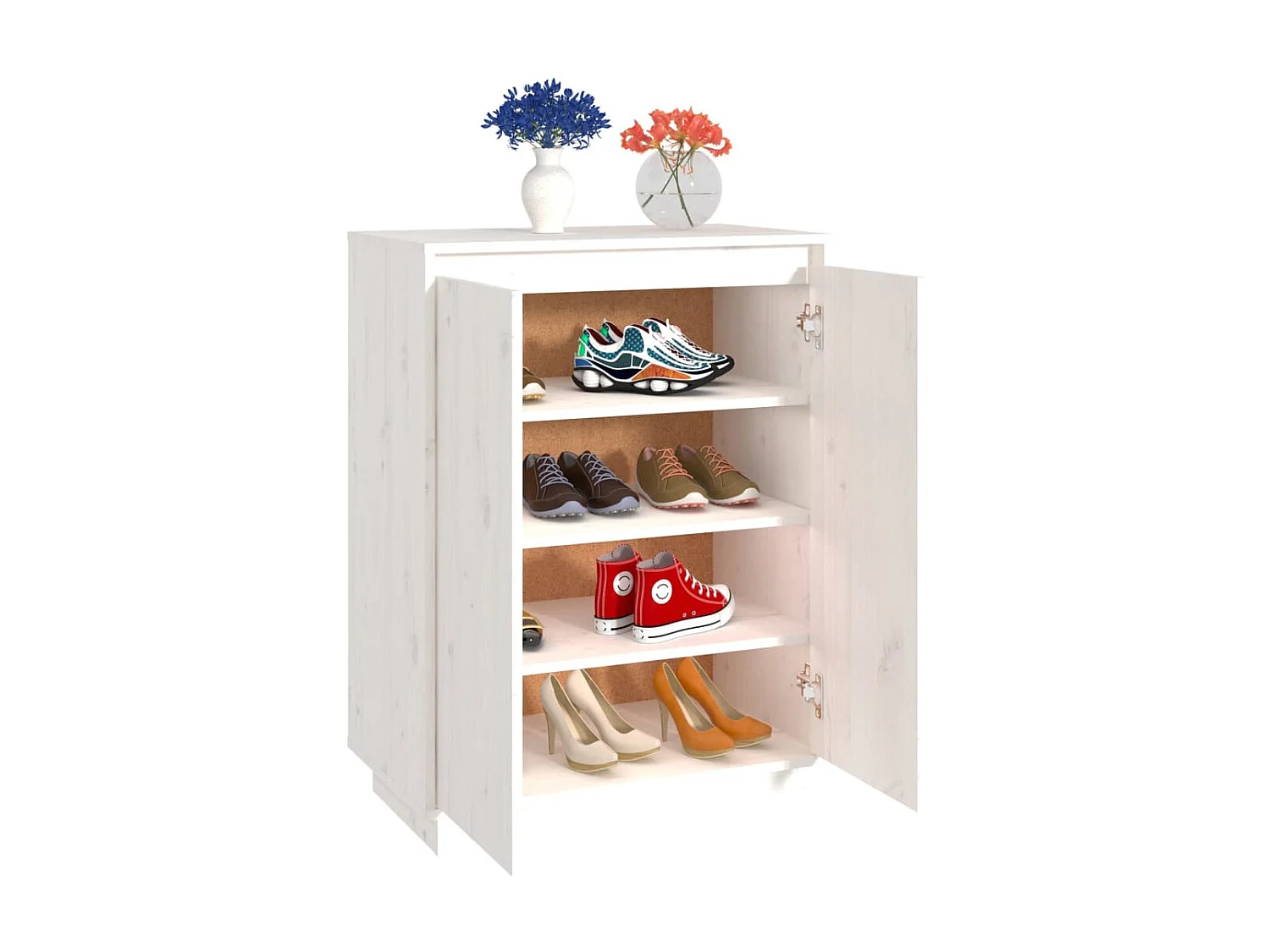 Armoire à chaussures Blanc 60x35x80 cm Bois de pin massif