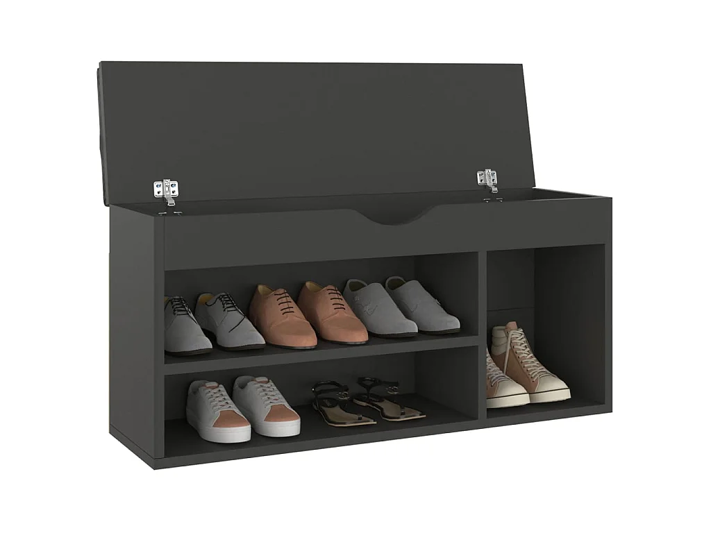 Banc à chaussures avec coussin Gris 104x30x49 cm Aggloméré