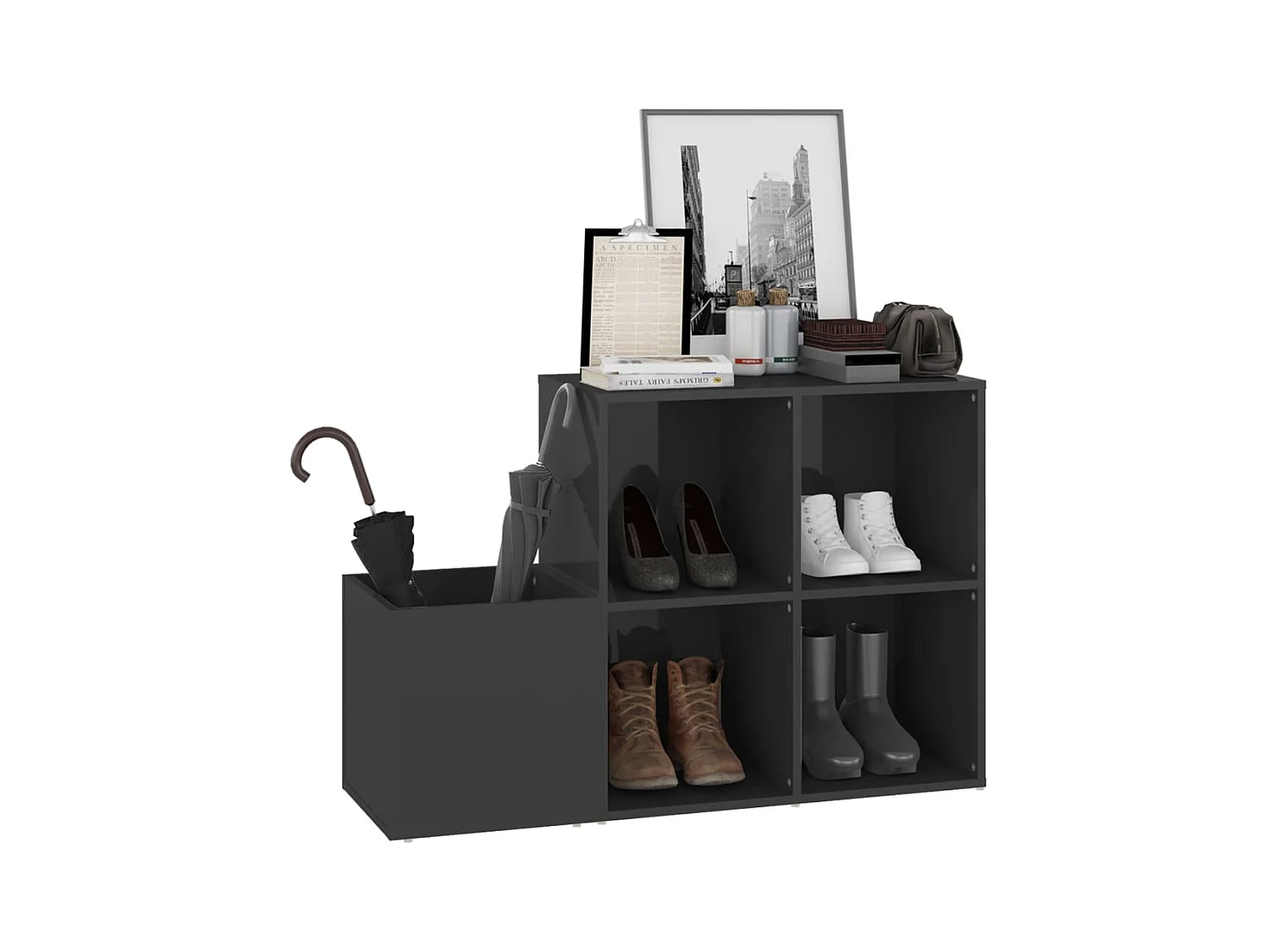 Schuhschrank Glanzgrau 105x35,5x70 cm Spanplatte