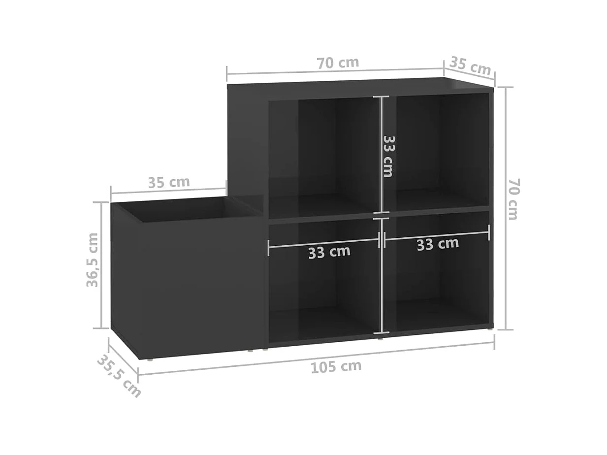 Schuhschrank Glanzgrau 105x35,5x70 cm Spanplatte