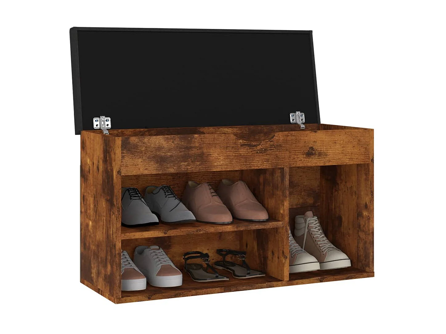 Banc à chaussures avec coussin Chêne fumé 80x30x47 cm Aggloméré