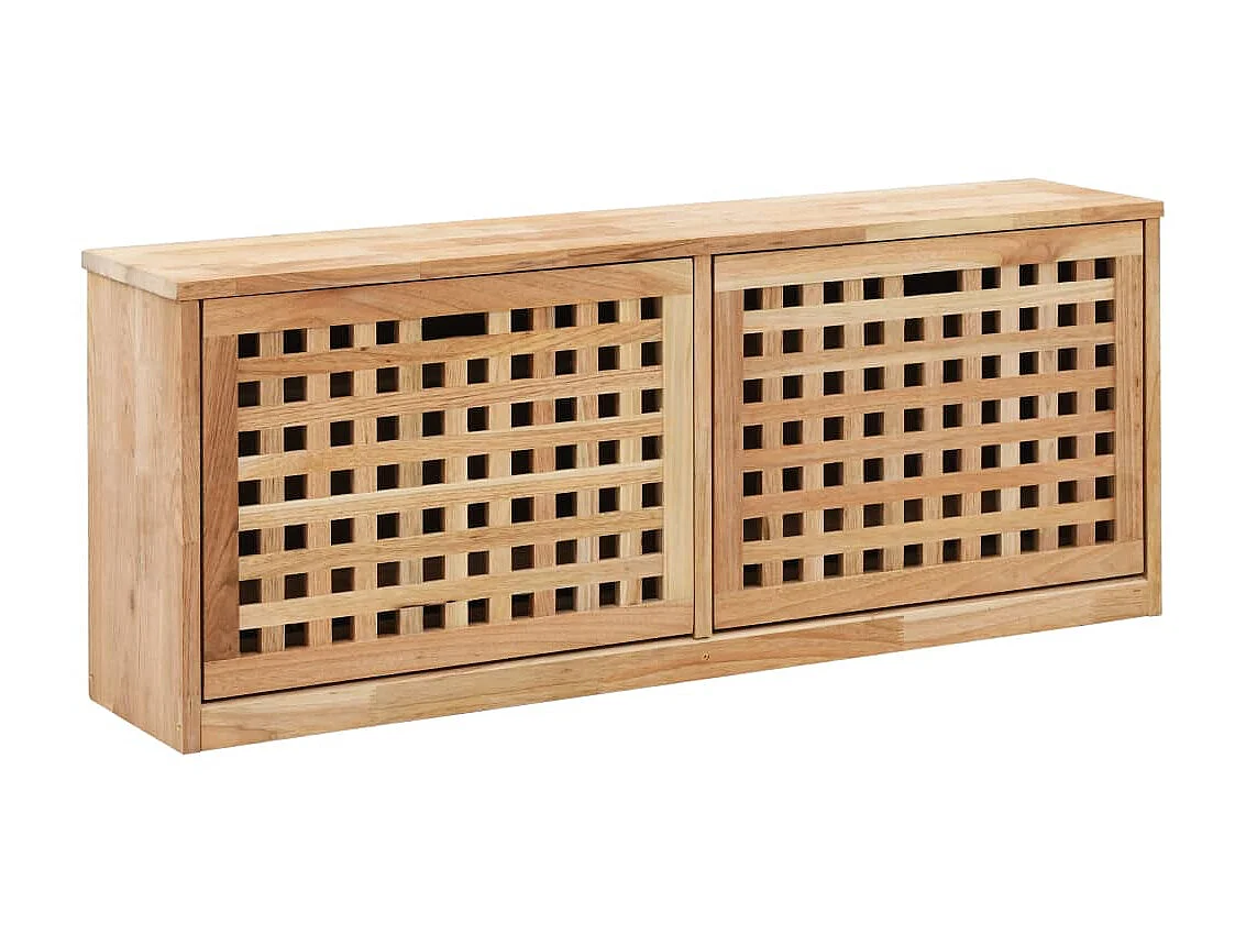 Banc de rangement de chaussures 94x20x38cm Bois massif de noyer