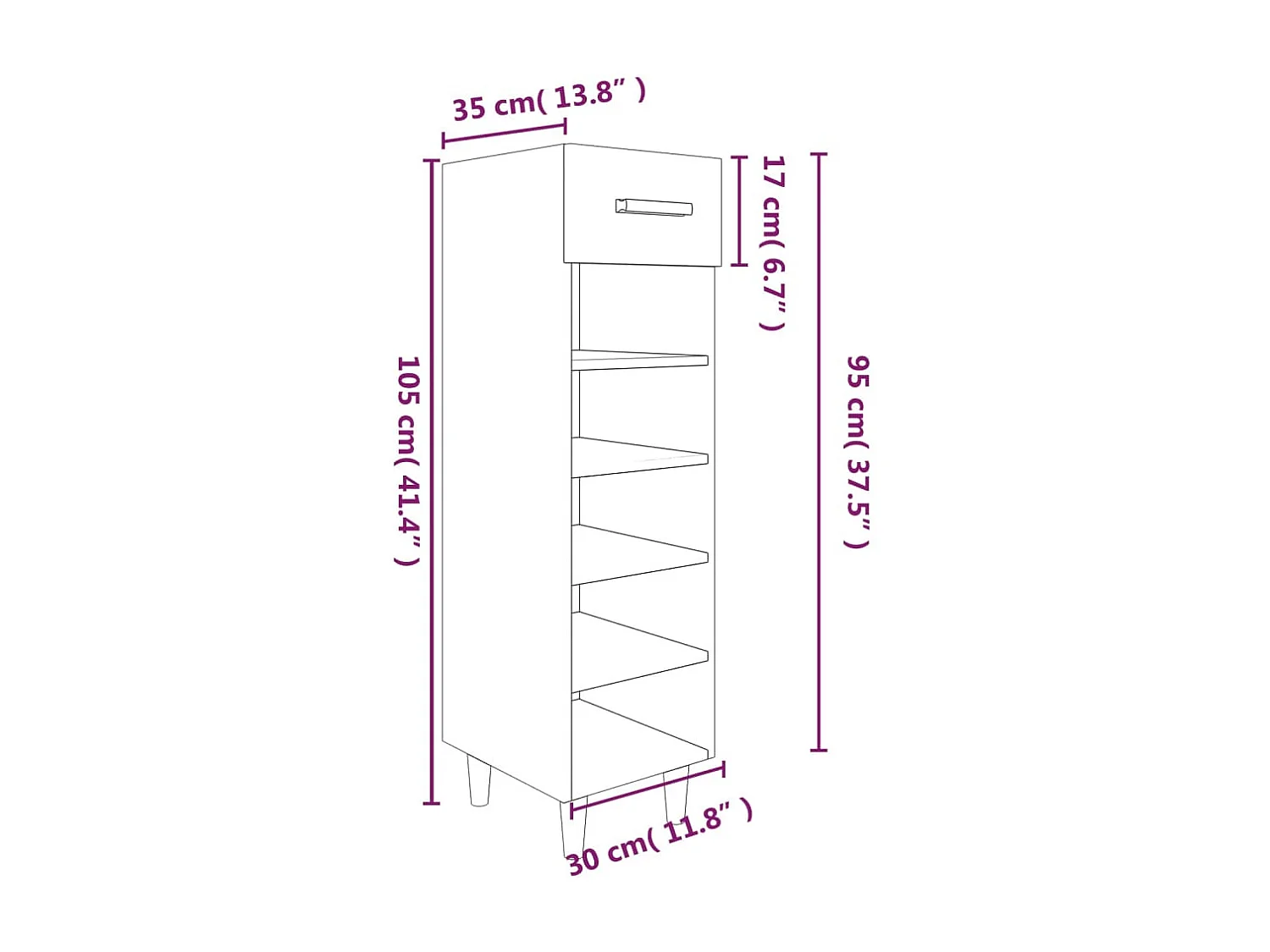 Armoire à chaussures Blanc 30x35x105 cm Bois d'ingénierie