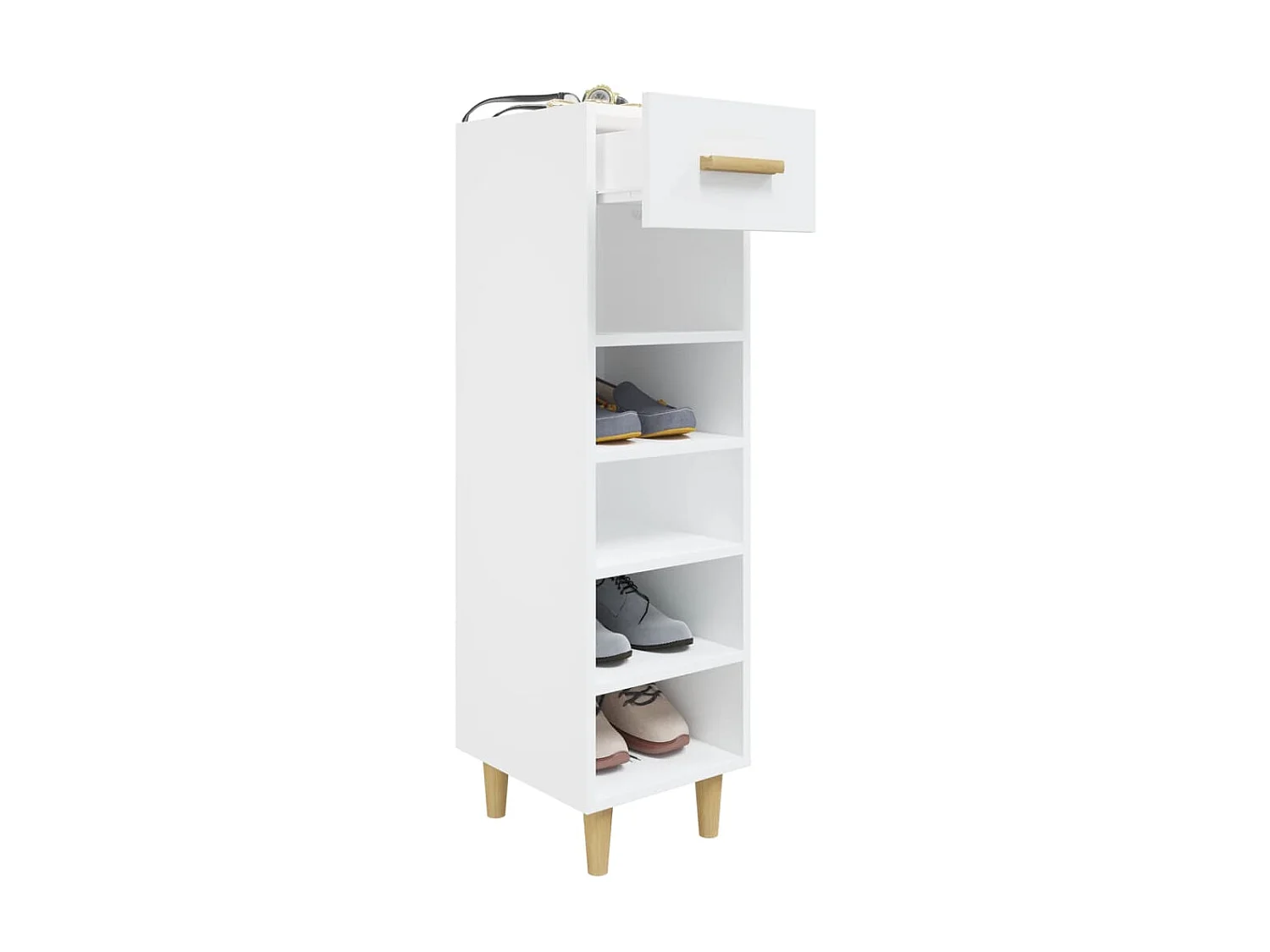 Sapateira Branco 30x35x105 cm Madeira trabalhada