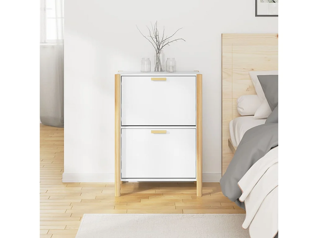 Sapateira Branco 57,5x33x80 cm Madeira trabalhada