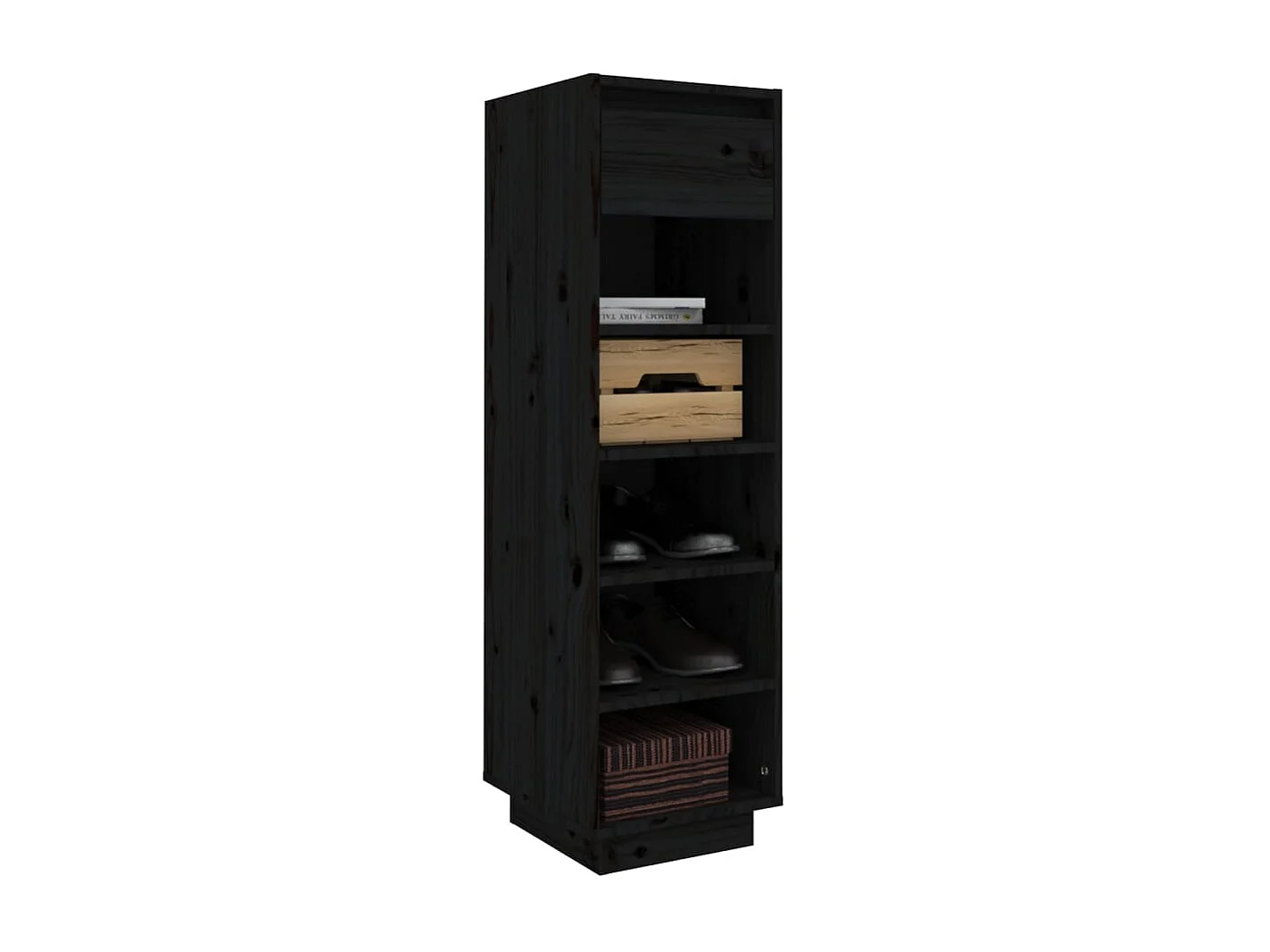 Armoire à chaussures noir 30x34x105 cm bois de pin massif