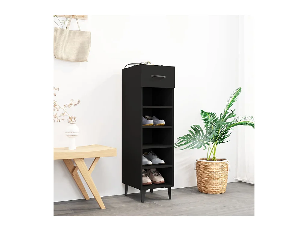 Armoire à chaussures Noir 30x35x105 cm Bois d'ingénierie