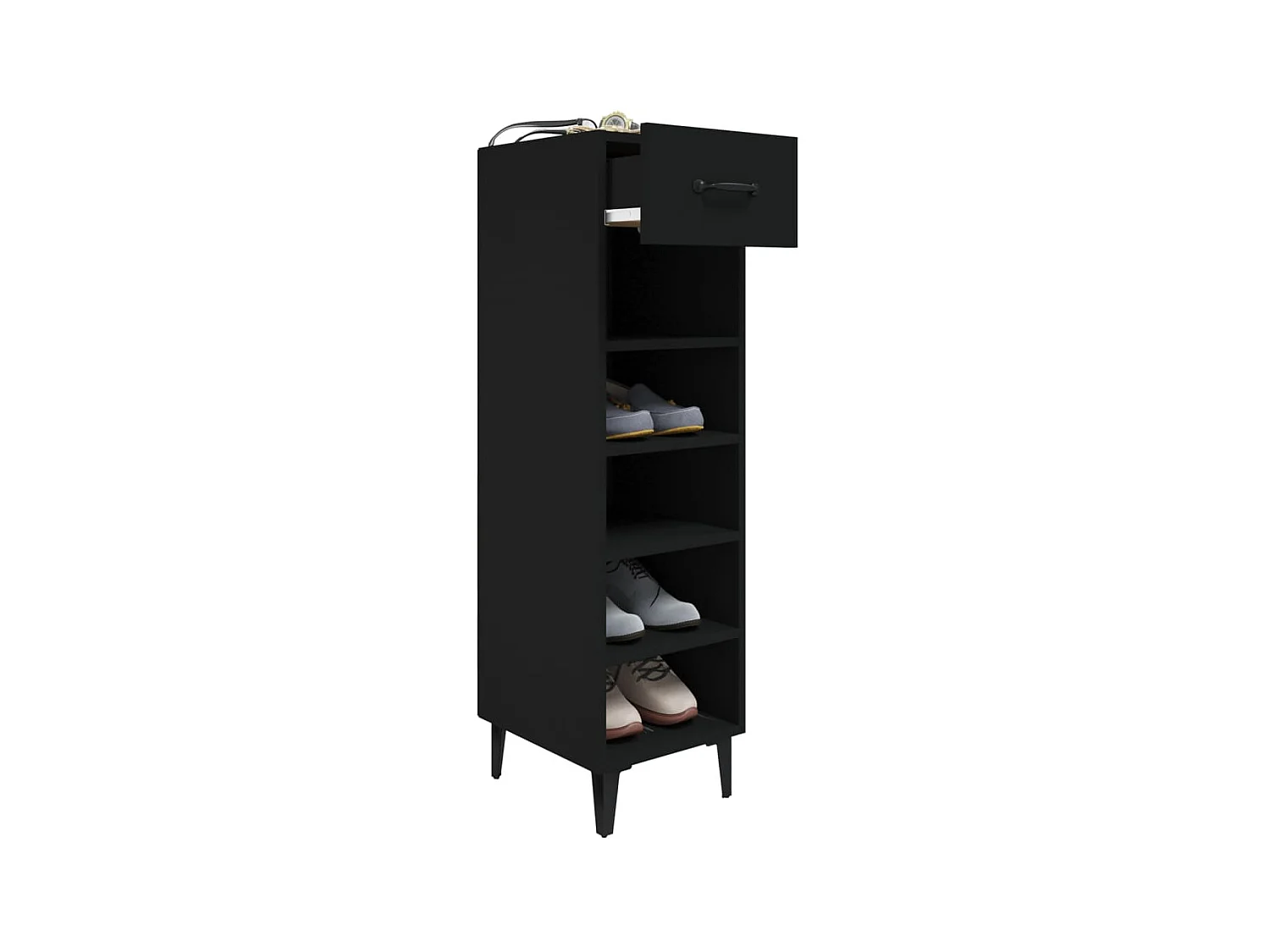 Schuhschrank Schwarz 30x35x105 cm Holzwerkstoff