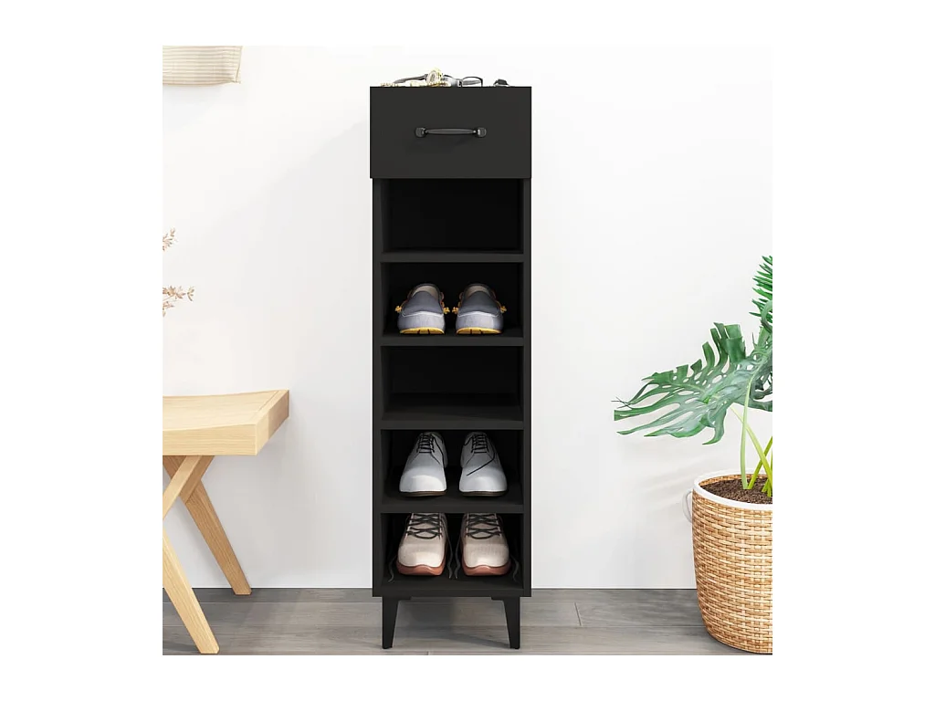 Schuhschrank Schwarz 30x35x105 cm Holzwerkstoff