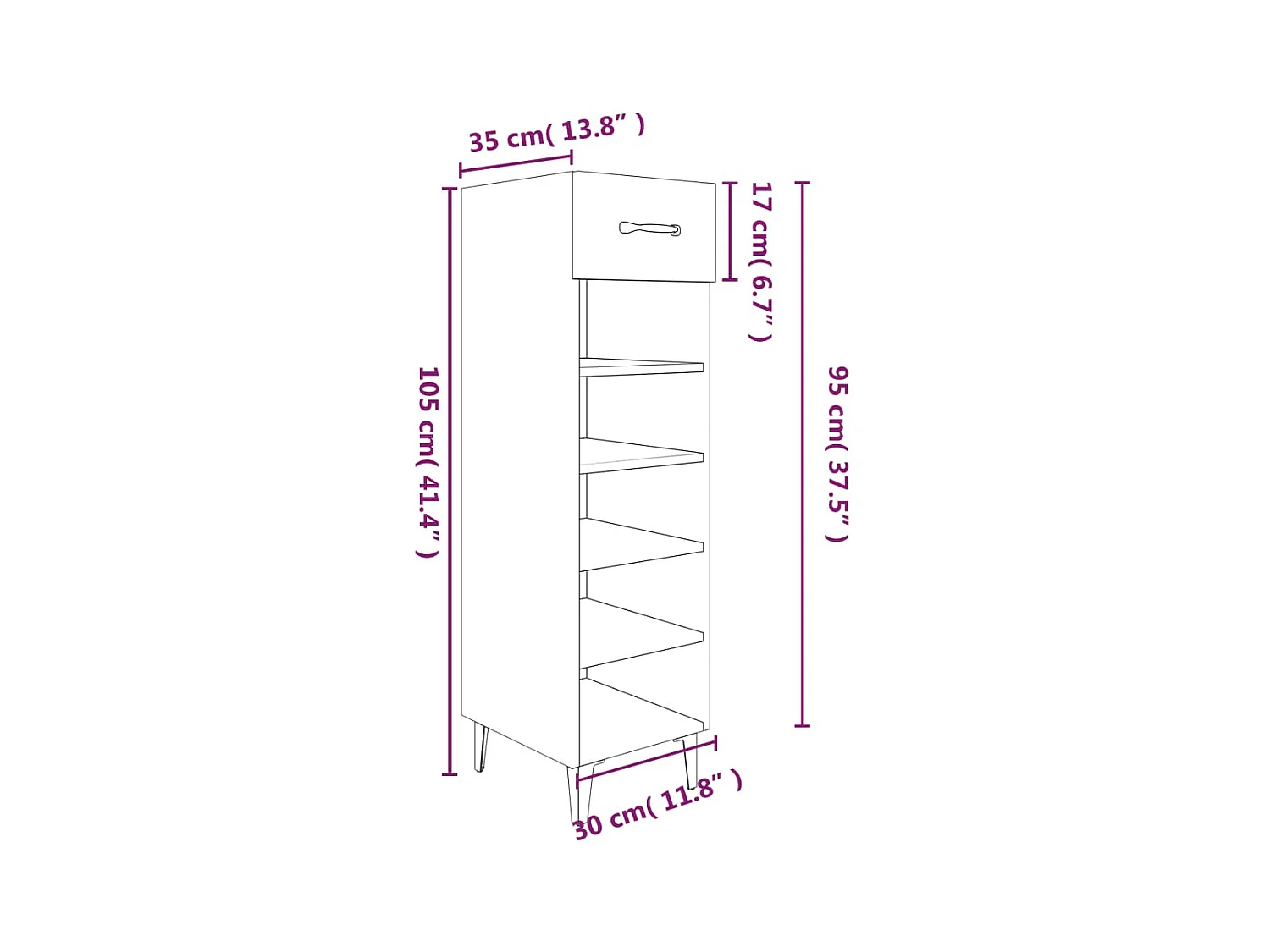 Schuhschrank Schwarz 30x35x105 cm Holzwerkstoff