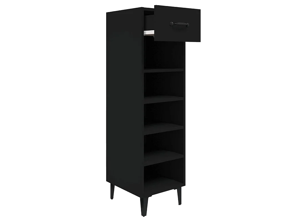 Schoenenkast Zwart 30x35x105 cm Bewerkt hout