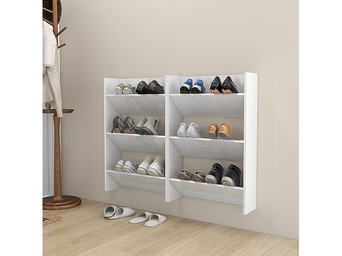 Porte-Chaussures Mural 2 Pièces 18x17 Pouces - Organisateur Multifonction Avec Poches Latérales Et Autocollant, Pour Salle De Bain, Placard, VR