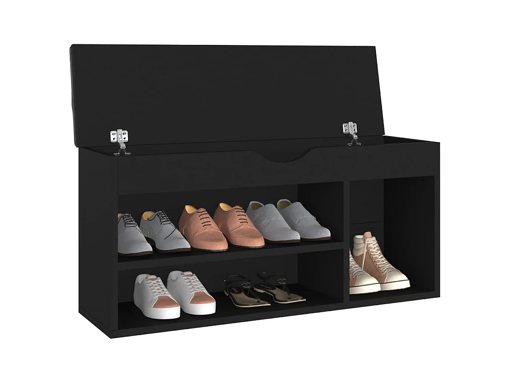 Panca per scarpe con cuscino Nero 104x30x49 cm Truciolato