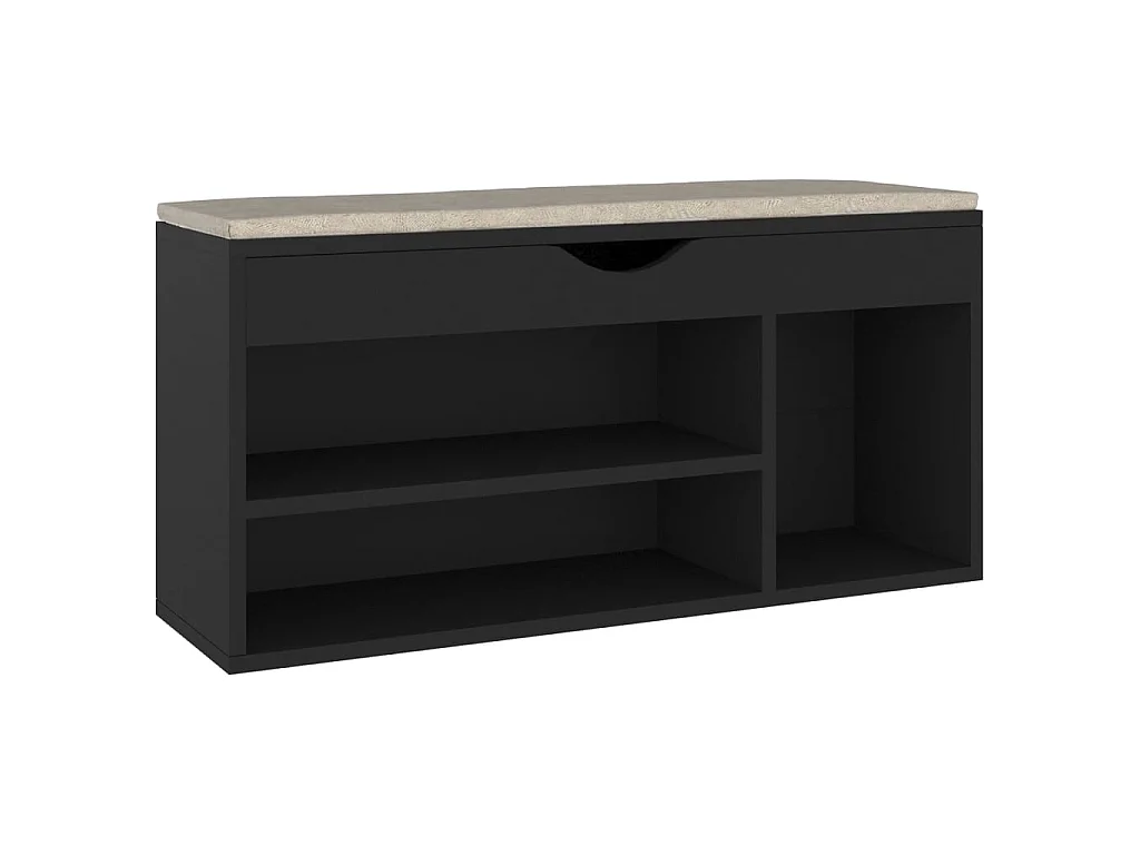 Schoenenbank met kussen Zwart 104x30x49 cm Spaanplaat