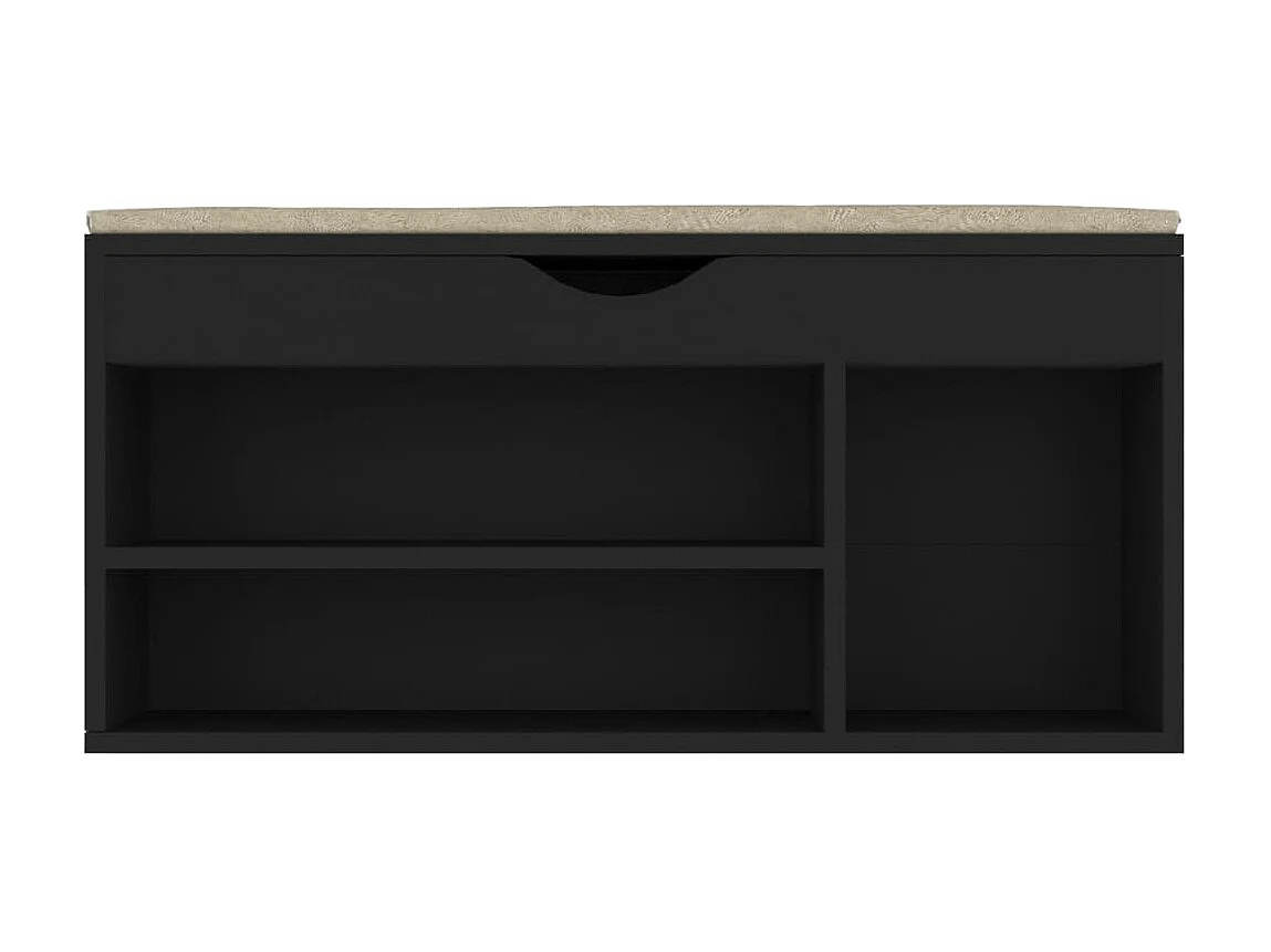 Schoenenbank met kussen Zwart 104x30x49 cm Spaanplaat