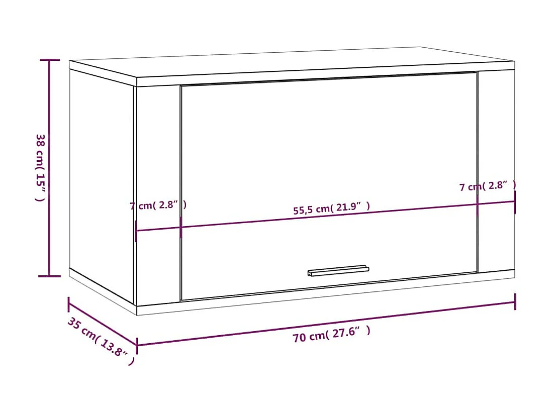 Armoire à chaussures murale Chêne marron 70x35x38cm Bois de Pin
