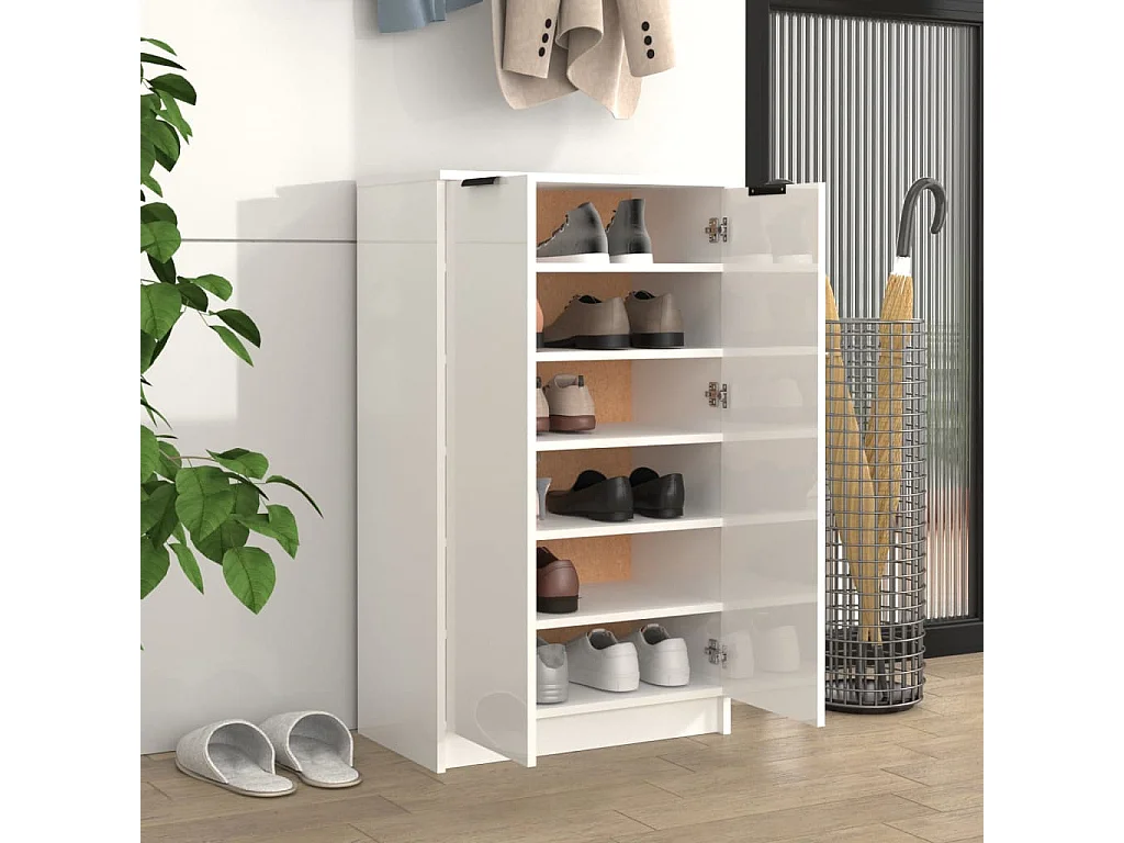 Scarpiera Bianco lucido 59x35x100 cm MDF