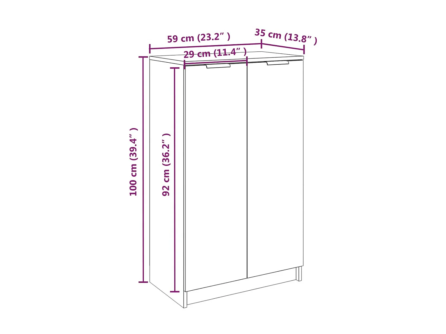 Scarpiera Bianco lucido 59x35x100 cm MDF