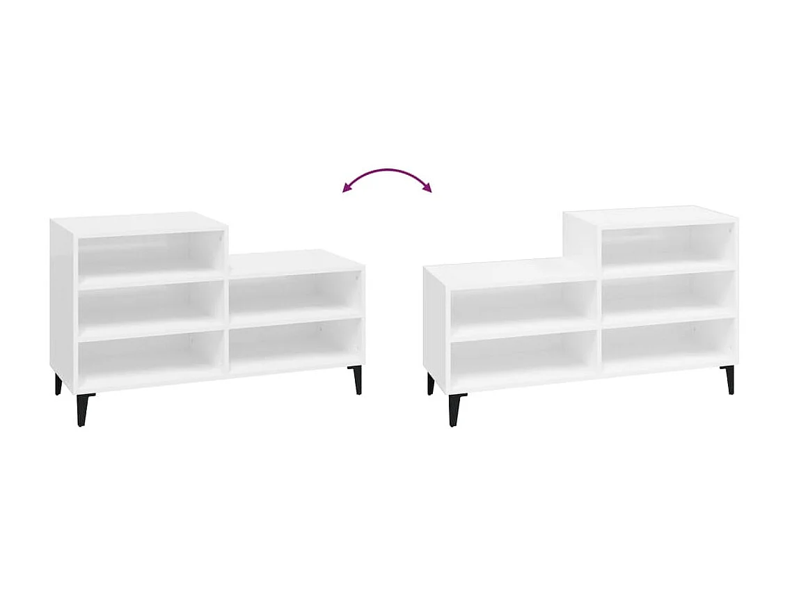 Scarpiera Bianco lucido 102x36x60 cm MDF