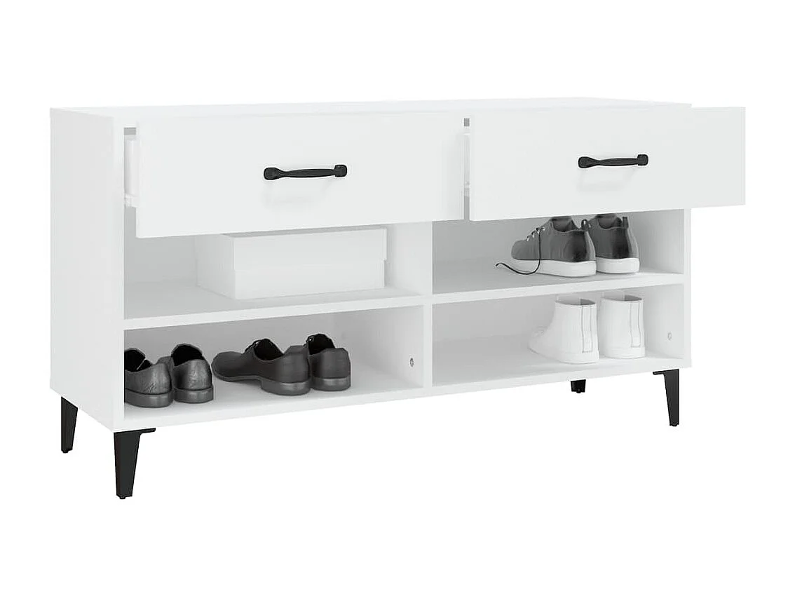 Sapateira Branco 102x35x55 cm Madeira trabalhada