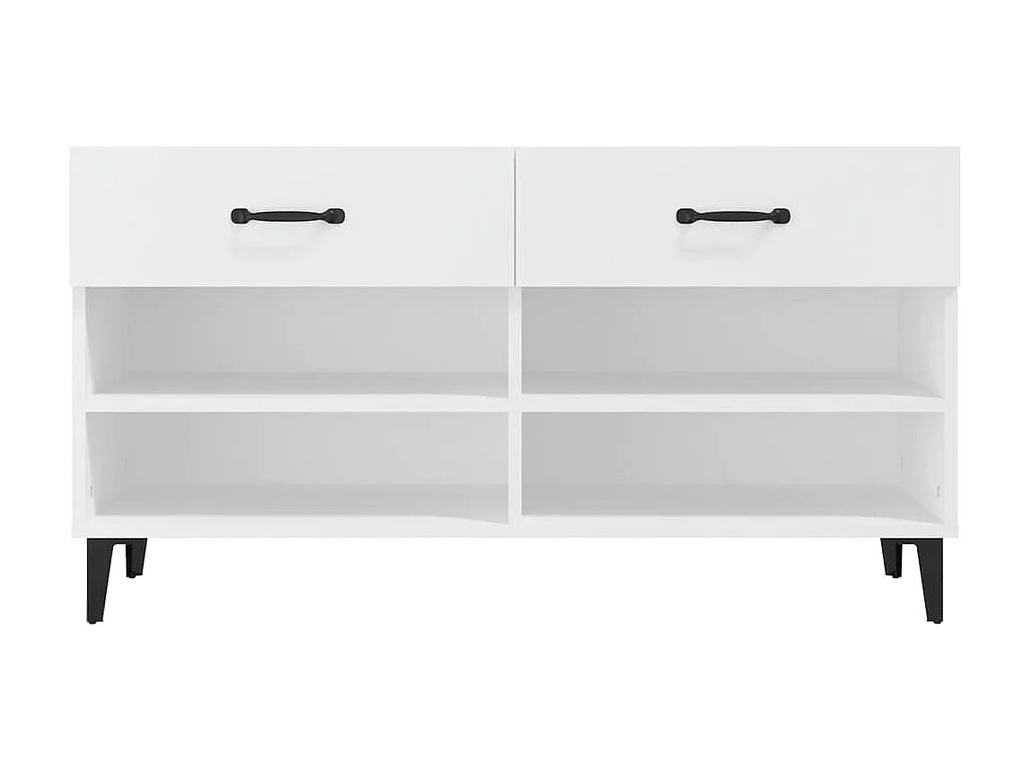 Schoenenkast Wit 102x35x55 cm Bewerkt hout